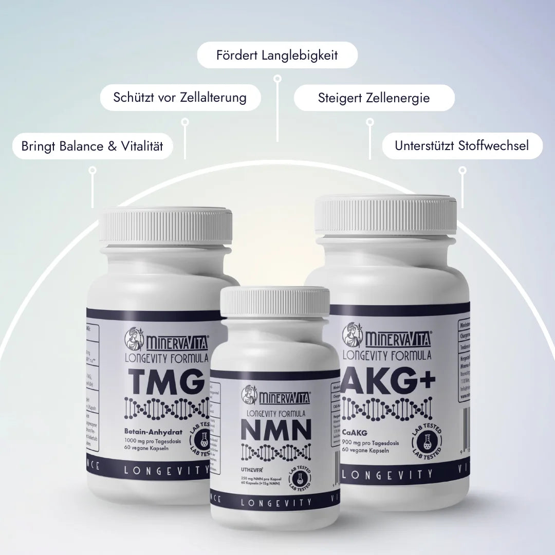 Longevity-Trio Bundle – Synergie-Effekt für Methylierung, Energieproduktion und Zellschutz
