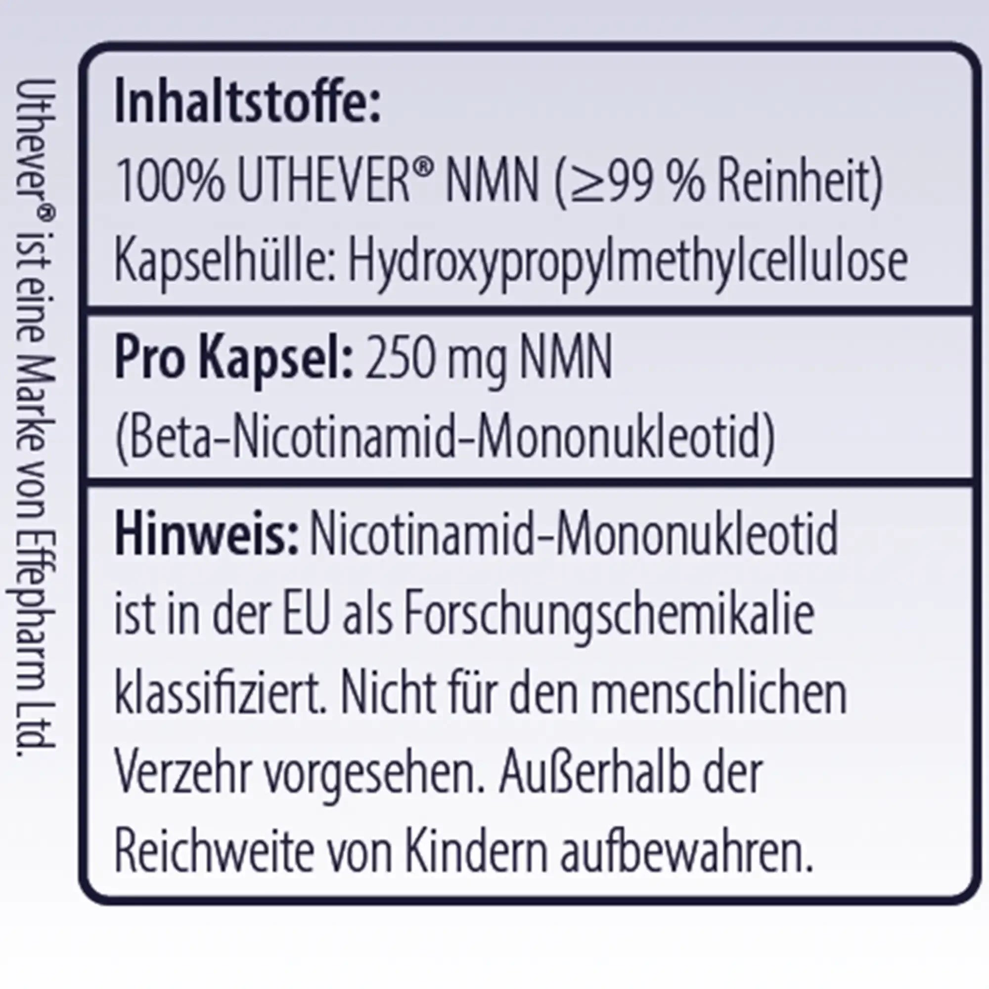 Inhaltsstoffe bei NMN Kapseln - Minerva-Vita