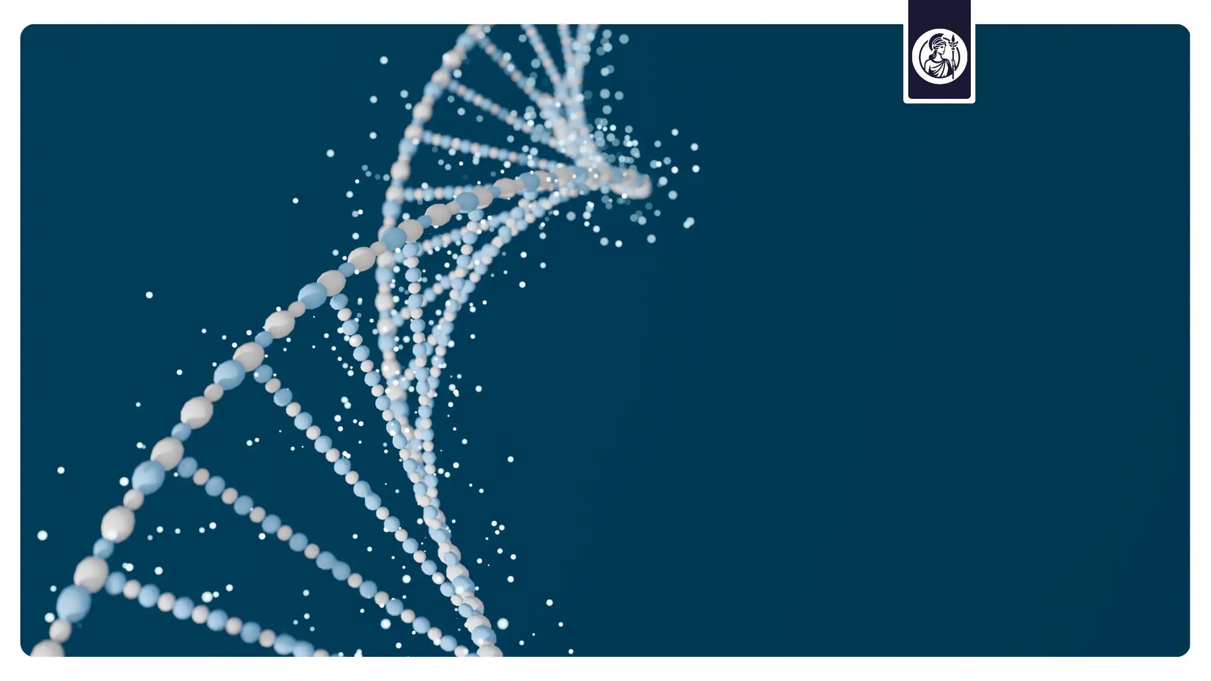 Abstrakte DNA-Doppelhelix als Symbol für NMN, Zellgesundheit und wissenschaftliche Qualitätskriterien beim Kauf.