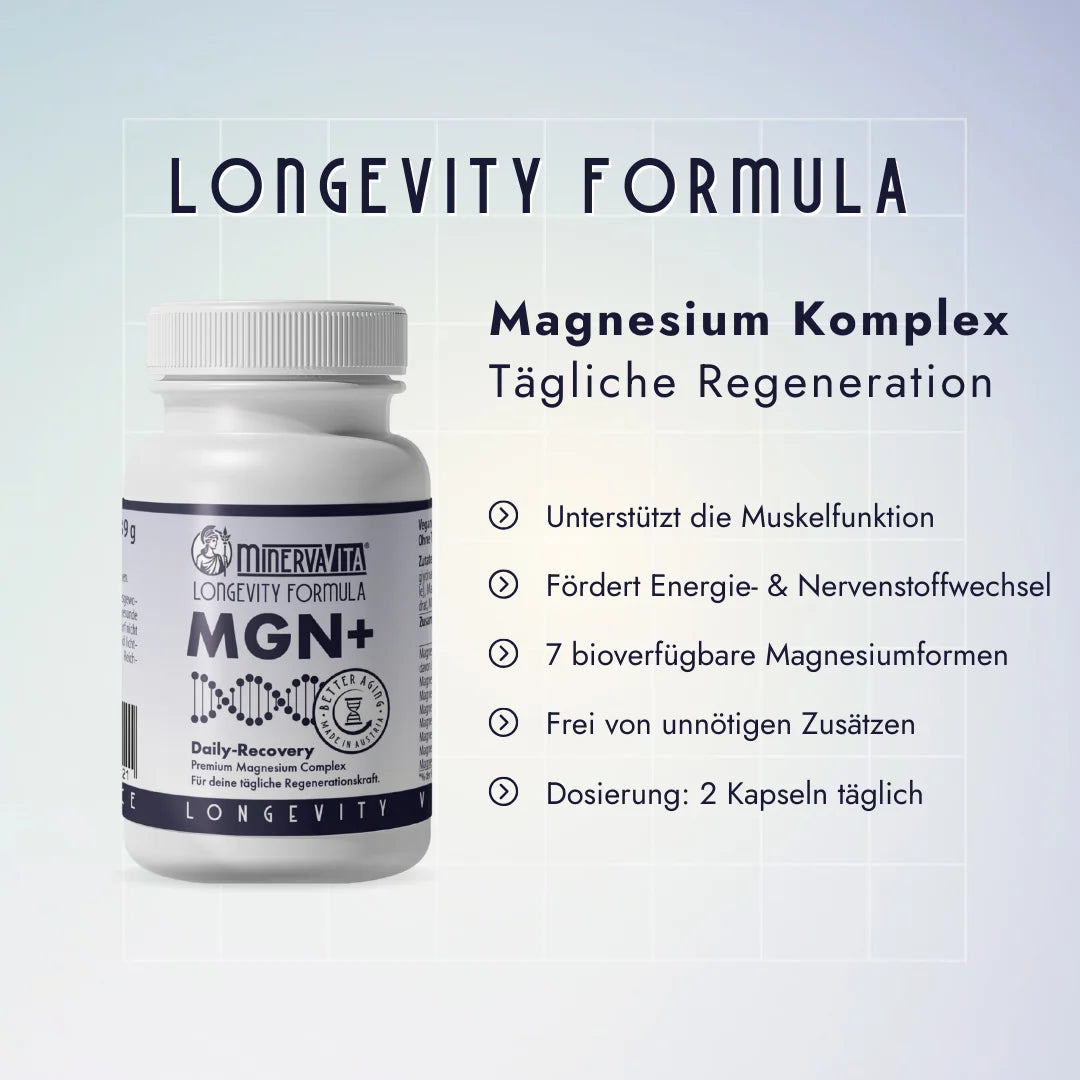 MGN+ Komplex – unterstützt Muskelfunktion, Nerven und Erholung durch ausgewogene Magnesium-Matrix