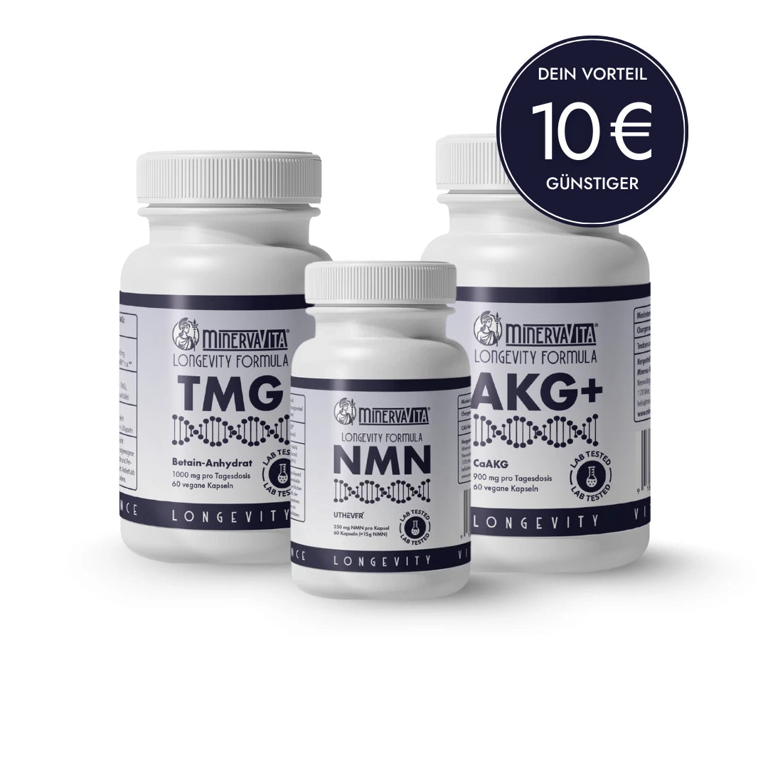 Minerva-Vita Longevity-Trio mit Aktionsbanner