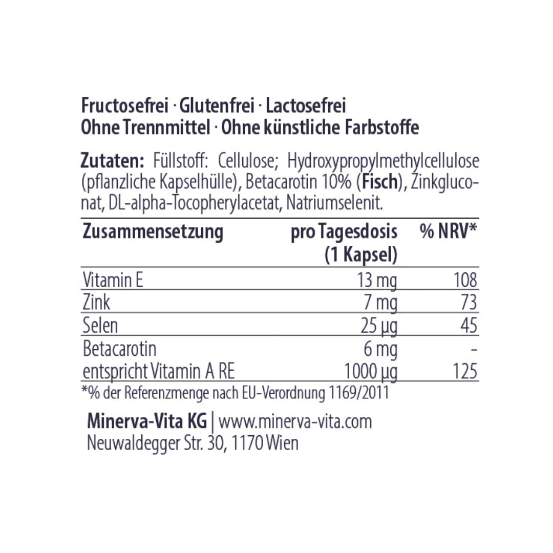 Zusammensetzung der Luma-Carotin-E-Kapseln von Minerva-Vita