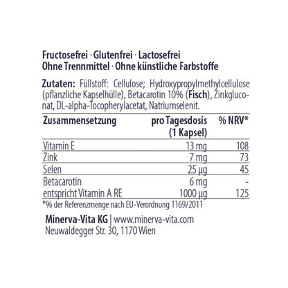 Zusammensetzung der Luma-Carotin-E-Kapseln von Minerva-Vita