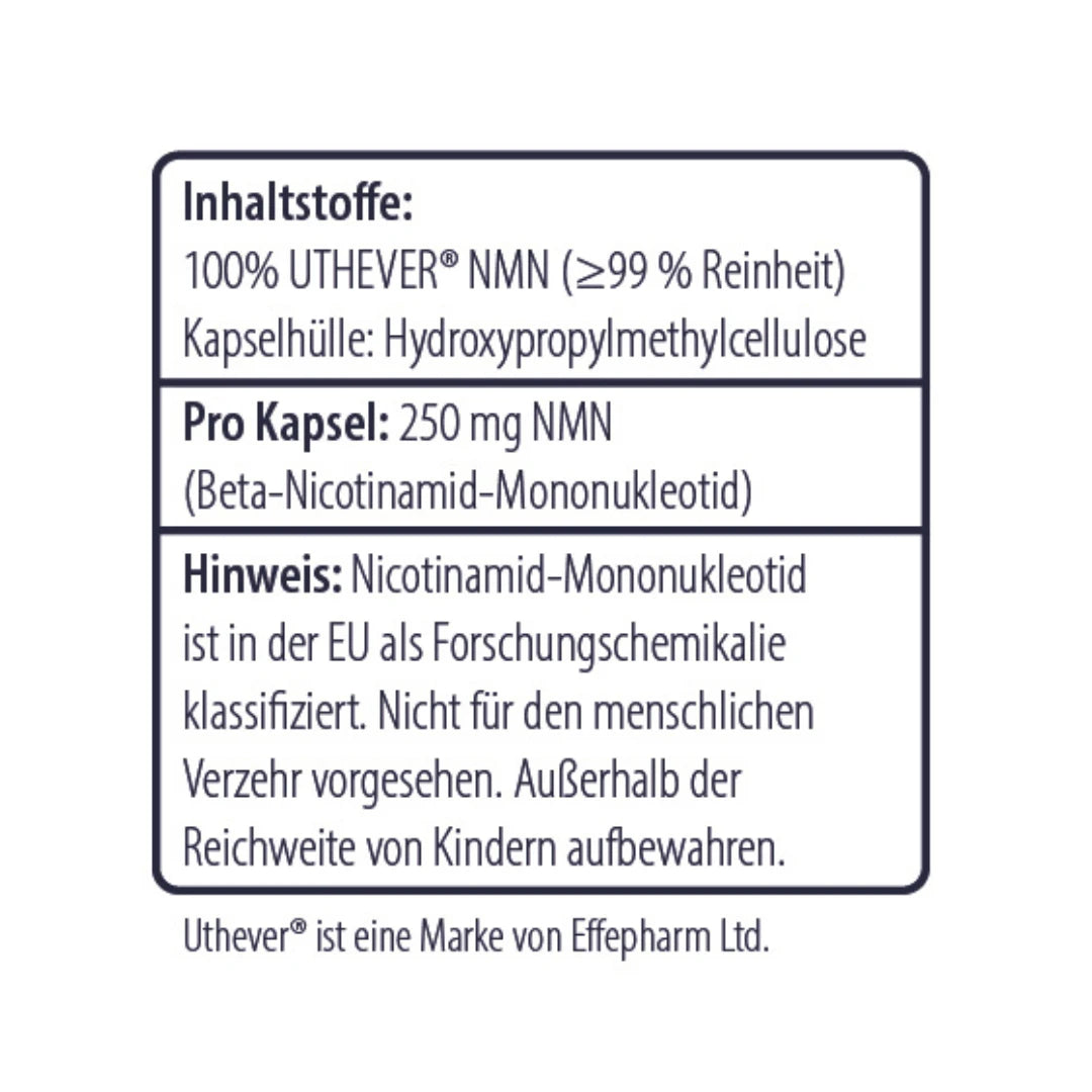 Inhaltsstoffe bei NMN Kapseln von Minerva-Vita