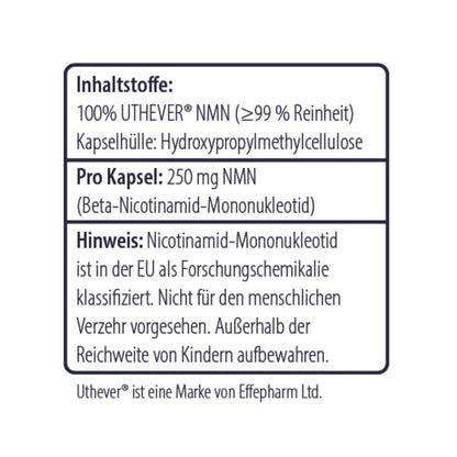Inhaltsstoffe bei NMN Kapseln von Minerva-Vita