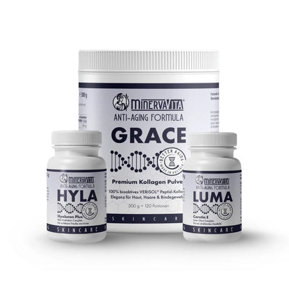 Minerva-Vita Skingevity-Trio – Hautpflege von innen mit Hyaluron, Kollagen und Carotin E Komplex